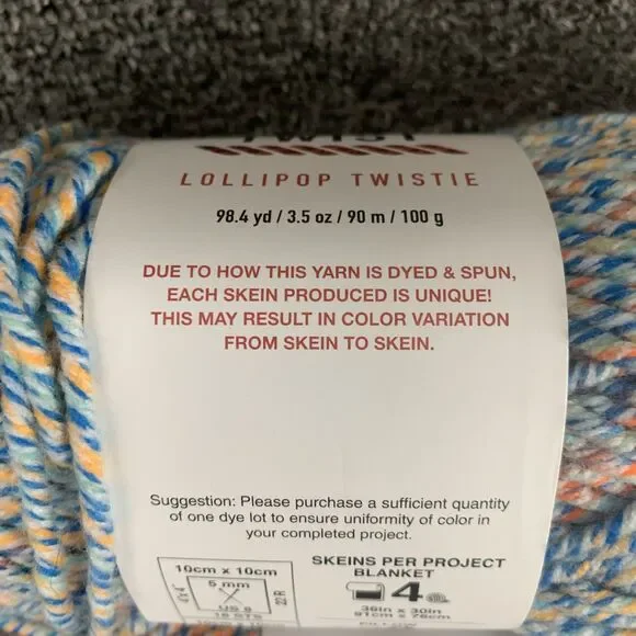 Lot Of 3 Big Twist Lollipop Twistie Clownfish Coral Yarn Medium (4) 98.4yd 3.5oz - Picture 3 of 6